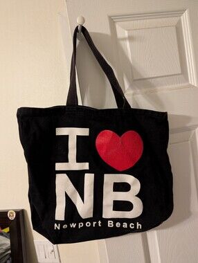 Port and Company Black Tote with Red Heart and White NB Text